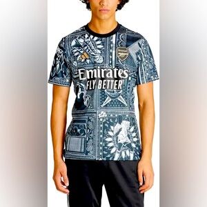 Adidas x Ian Wright Arsenal prematch soccer football jersey. Youth L 13-14 year
